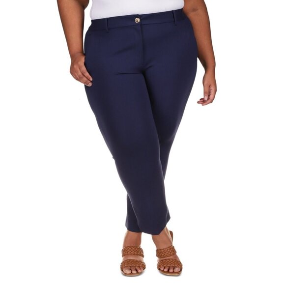 Michael Michael Kors High-Rise Ponte Pants Navy Blue Plus Size 22W MSRP $175